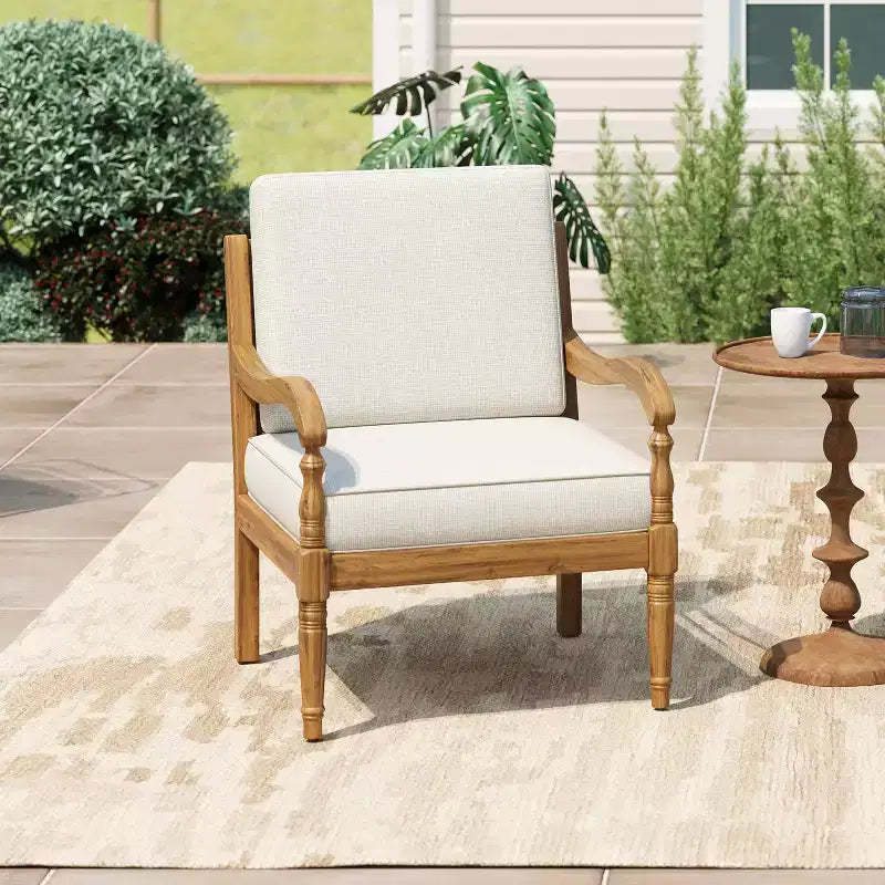 ModernLuxe Patio Accent Chair Outdoor Loveseat Club Chair Lounge Sofa Armchair with Soft Waterproof Cushion & Weather-Resistant Frame