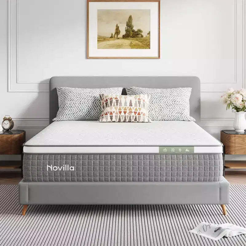 Novilla 10/12/14 inch Cooling Gel Memory Foam Hybrid Mattress, In a Box Medium Firm for Pressure Relief