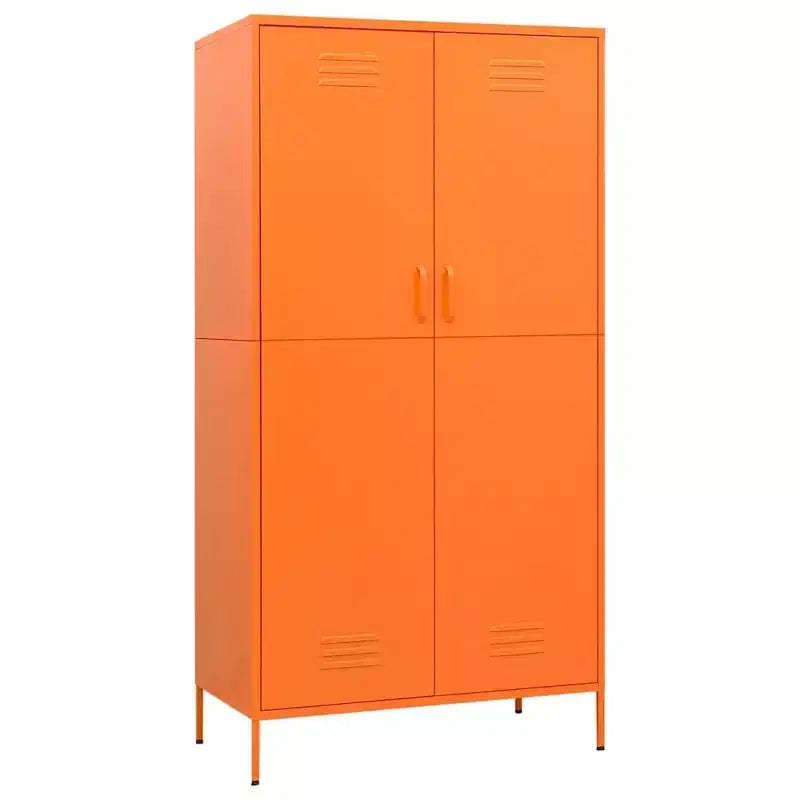 vidaXL Wardrobe Orange Powder-Coated Steel Large Wardrobe Rectangular