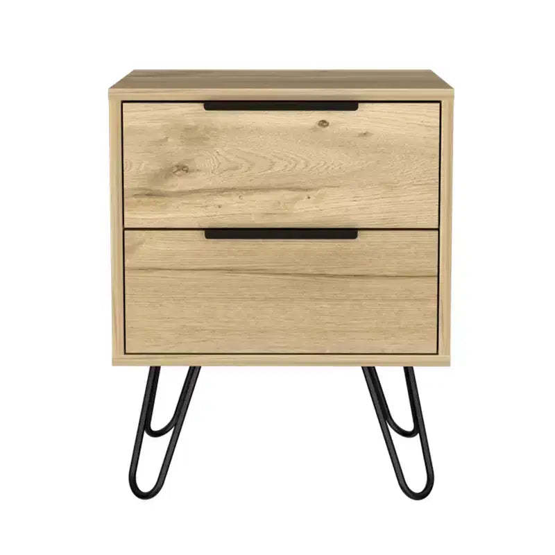 HomeRoots 22 Oak Wood Two Drawer Nightstand