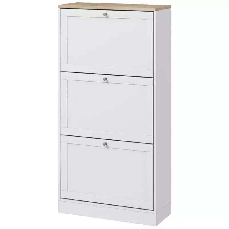 Shoe Cabinet with 3 Flip Drawers - Modern Narrow Shoe Storage for Entryway, 12-18 Pairs