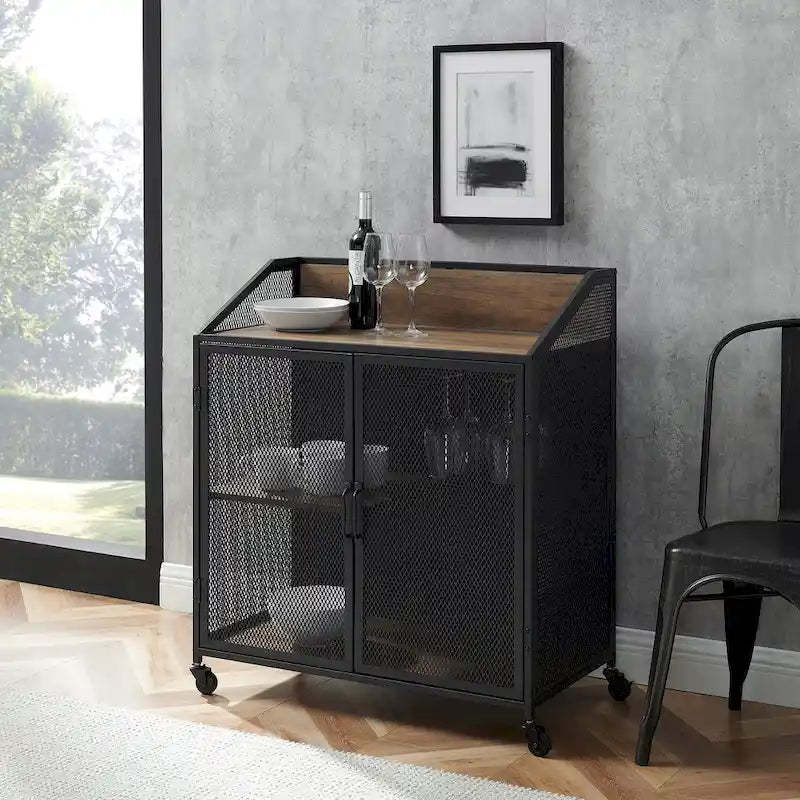 Middlebrook Pierpont Industrial Mesh Bar Cabinet