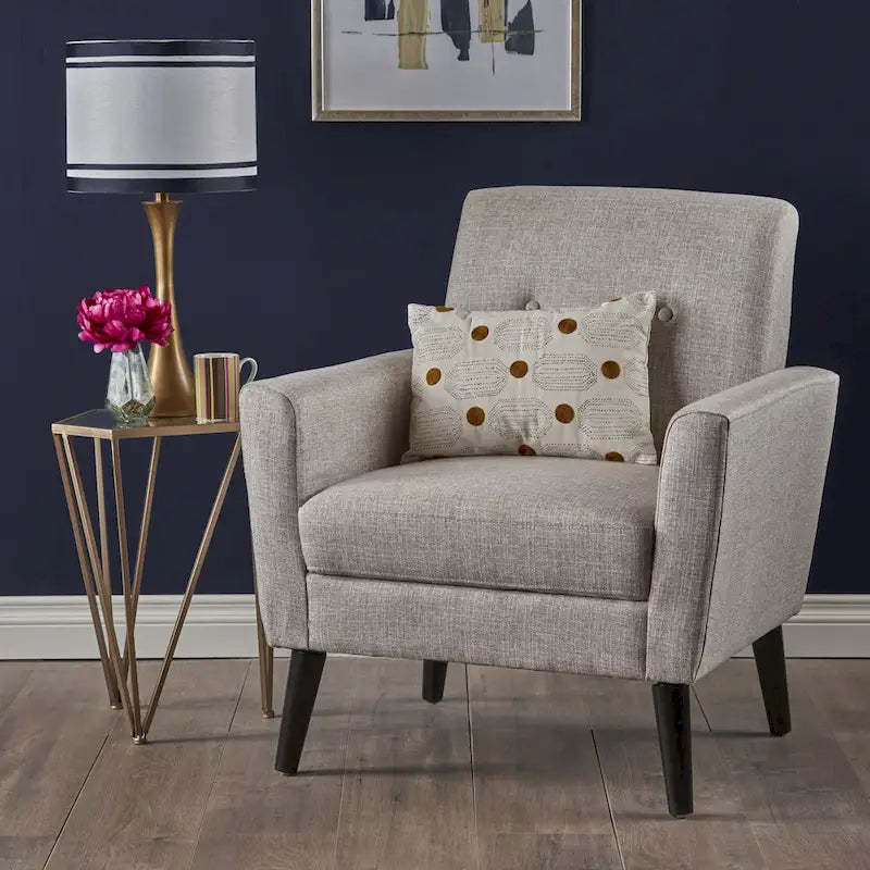 31.1 Upholstered Button Tufted Club Chair with Rubber Legs