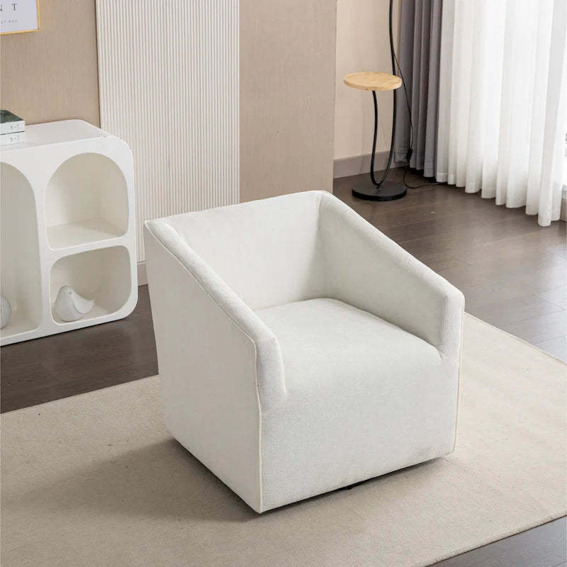 31 Chenille Upholstered Barrel Arm Chair with Swivel Base