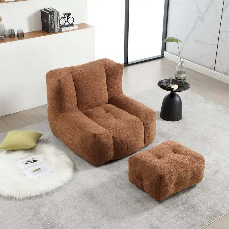 Super soft lazy sofa chair with memory foam and ottoman