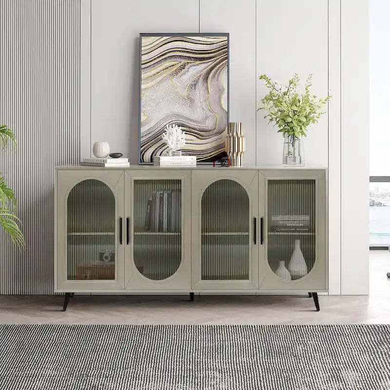 60 TV Stand with Storage Cabinet & Adjustable Shelves for 65 TVs