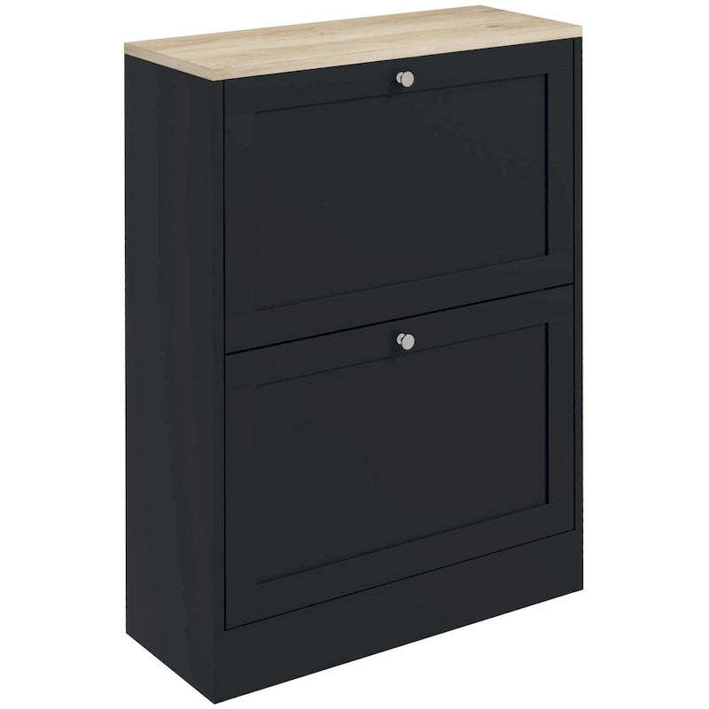 Slim Shoe Cabinet for Entryway, Hidden Shoe Storage Cabinet with 2 Flip Drawers and Adjustable Shelves for 12 Pairs of Shoes