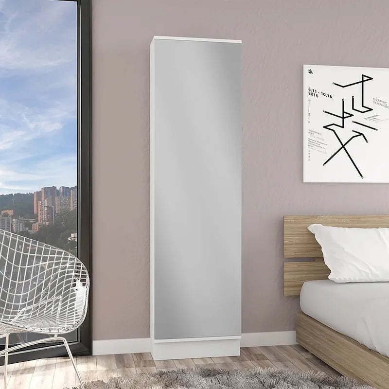 Shoe Rack Chimg, Mirror, Five Interior Shelves, Single Door Cabinet