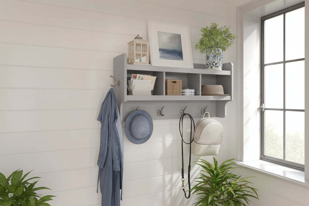 Woodland 40W Wall Mounted Coat Rack with Shelf by Bush Furniture