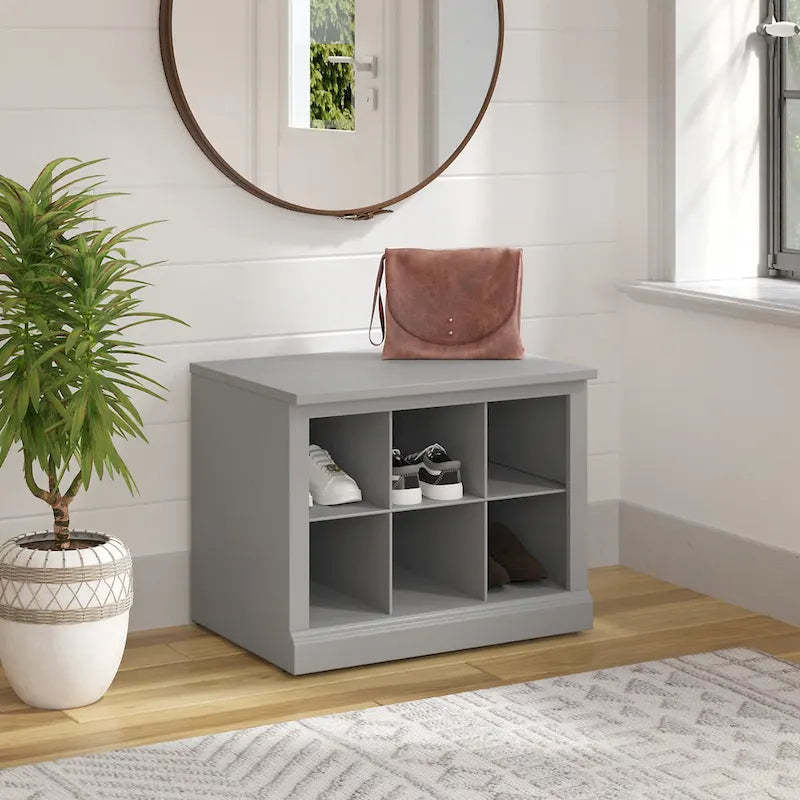 Woodland 24W Small Shoe Bench with Shelves by Bush Furniture