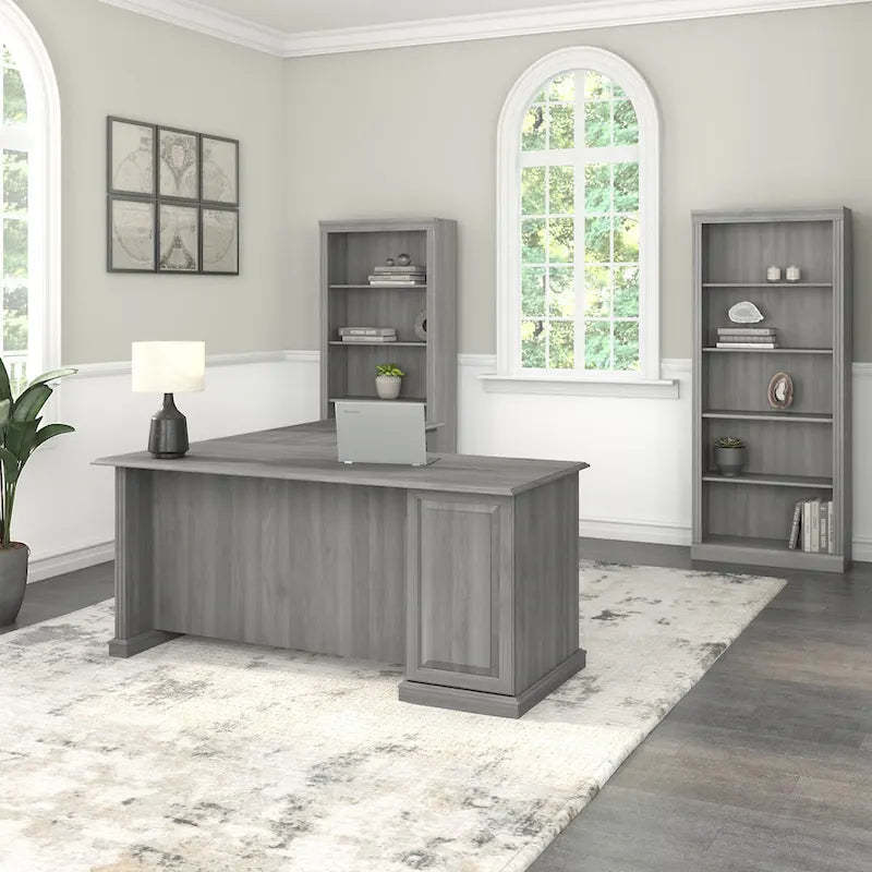 Saratoga L Shaped Computer Desk and Bookcase Set by Bush Furniture