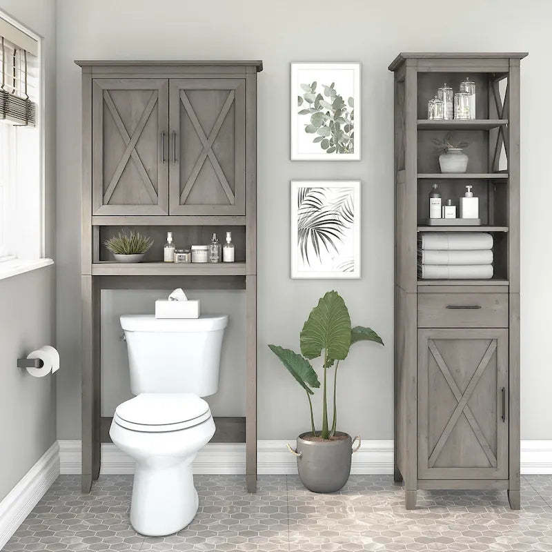Key West Tall Linen Cabinet and Space Saver by Bush Furniture