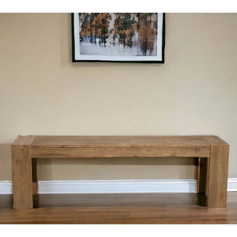 HomeRoots 58 Natural Distressed Solid Wood Dining Bench - 58