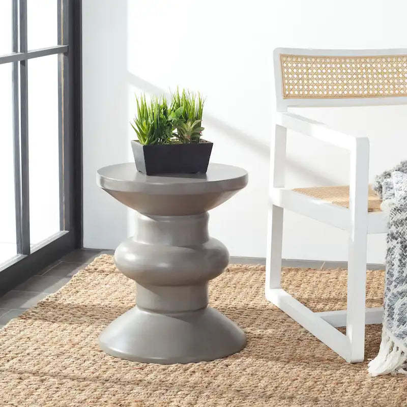 SAFAVIEH Outdoor Jiraiya Concrete Accent Stool - 15W x 15D x 18H