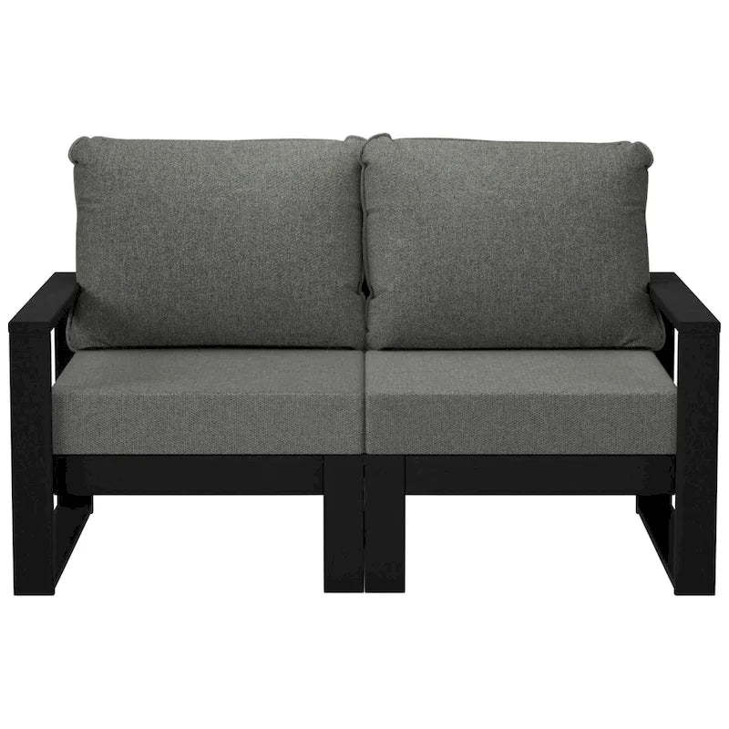 Polytrends Endless Outdoor Patio Love Seat with Black Frame