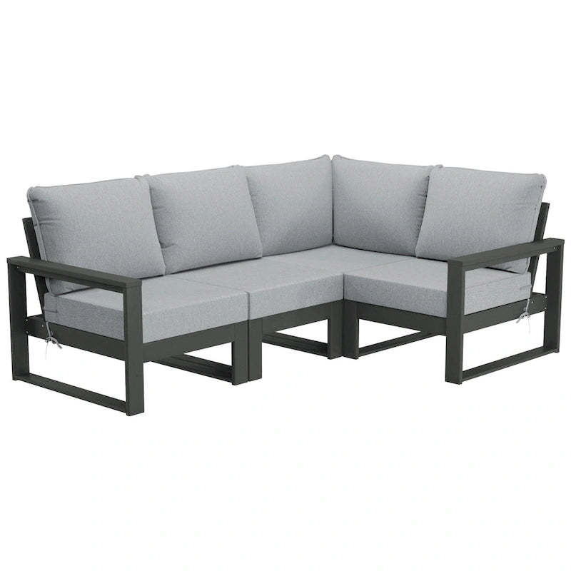 Polytrends Endless Patio 4-Piece Deep Seating Set with Gray Frame