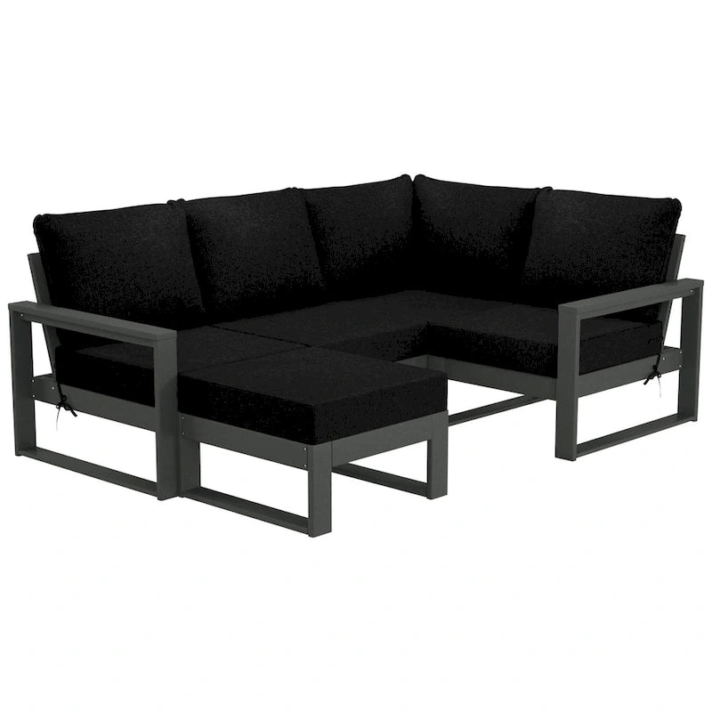 Polytrends Endless Patio 5-Piece Deep Seating Set with Ottoman with Gray Frame