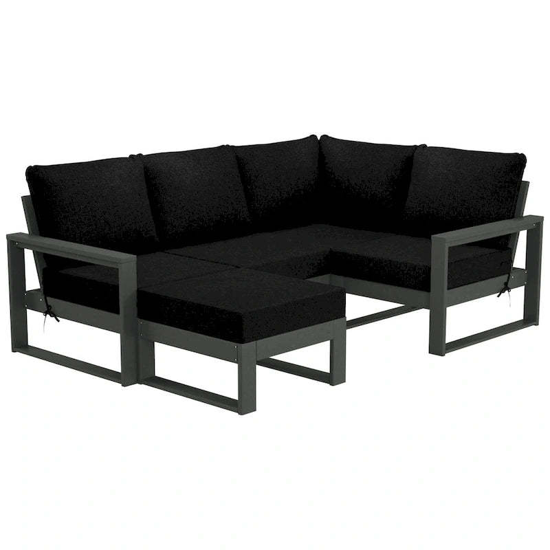 Polytrends Endless Patio 5-Piece Deep Seating Set with Ottoman with Gray Frame