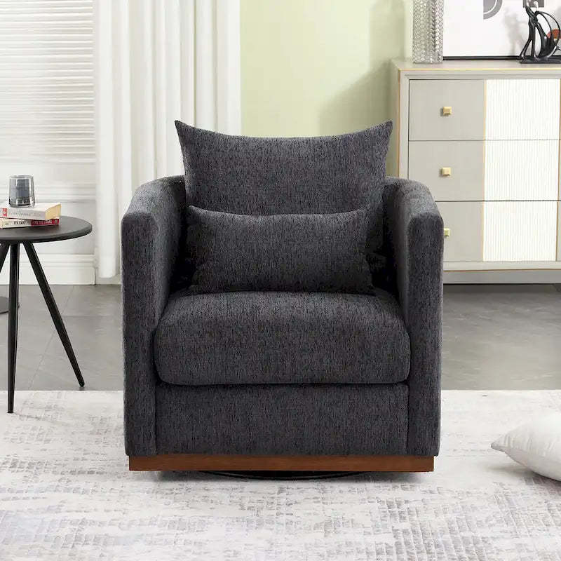 GDFStudio - Harper Chenille Swivel Barrel Chair with Sturdy Metal Base and Ergonomic Design