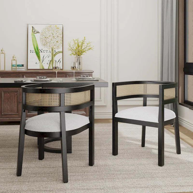 Halea Farmhouse Rubberwood Dining Chairs with Cane Back (Set of 2) by Christopher Knight Home
