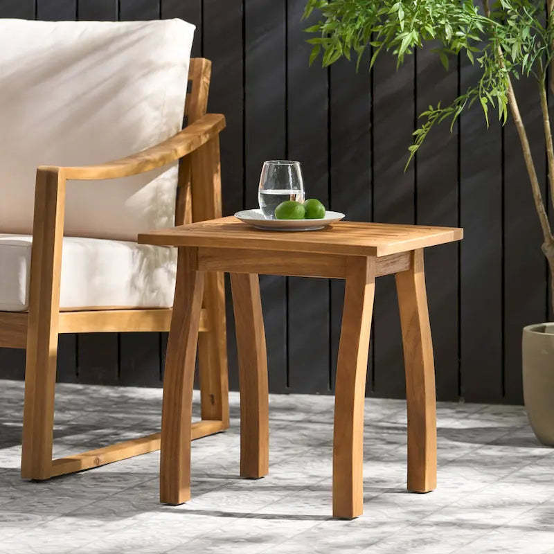 Finethy Outdoor Acacia Wood Side Table by GDFStudio - 19W x 15D x 19.25H