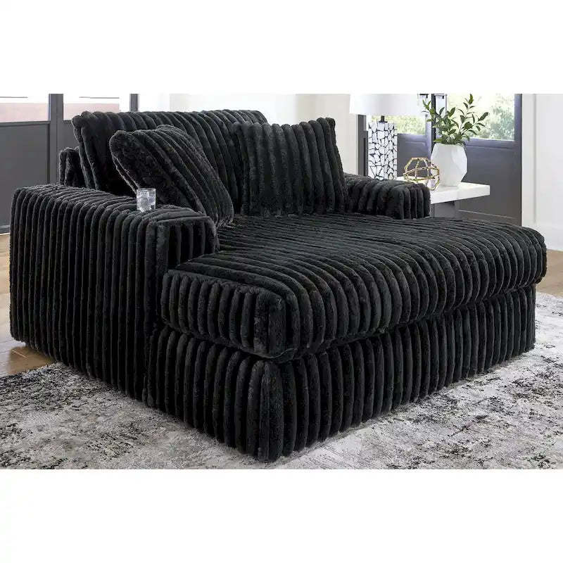 Signature Design by Ashley Midnight-Madness Black Oversized Chaise - 64W x 68D x 41H
