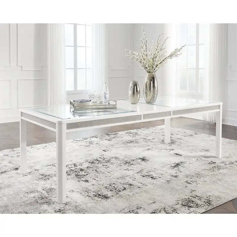 Signature Design by Ashley Chalanna White/Green Rectangular Dining Extension Table - 42W x 96D x 30H