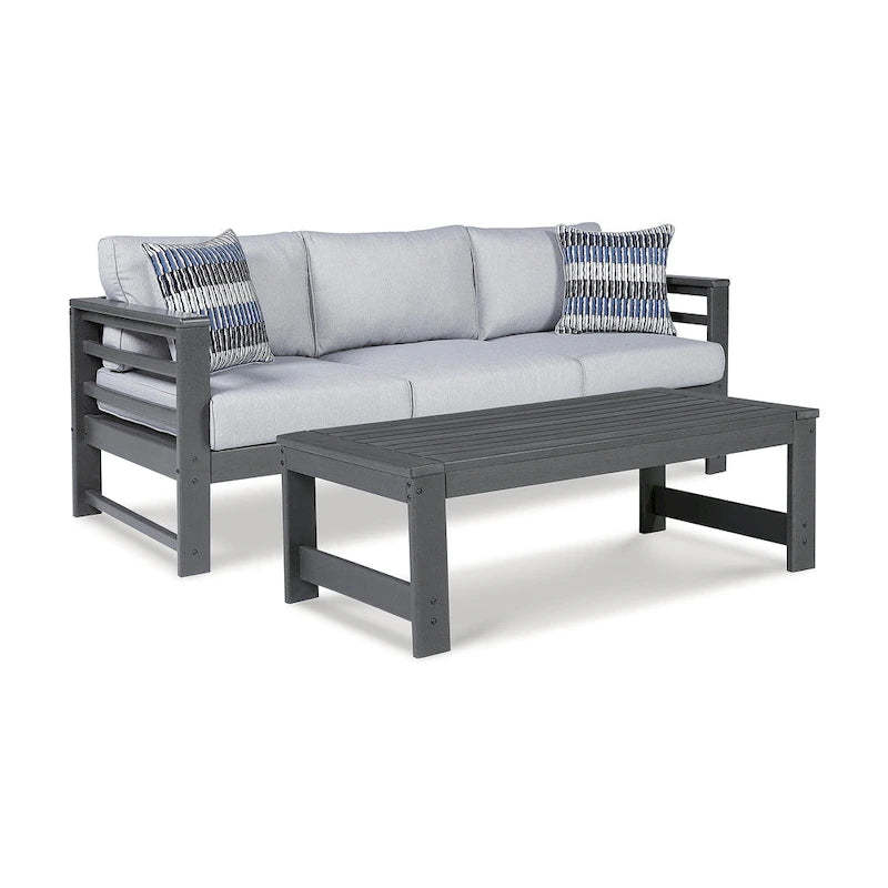 Signature Design by Ashley Amora Gray 2-Piece Outdoor Seating Package - 79.25 W x 30.5 D x 33.25 H