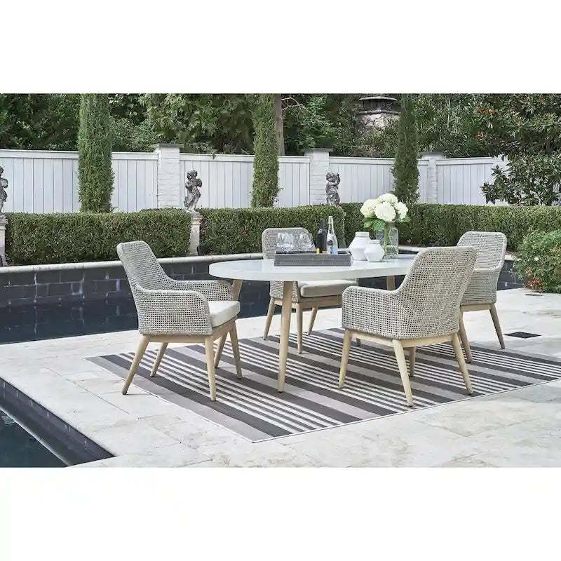 Signature Design by Ashley Seton Creek Brown/Gray 5-Piece Outdoor Dining Package - 80 W x 42 D x 28.88 H