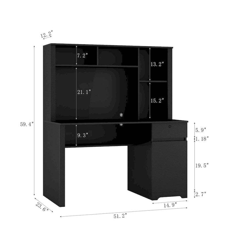 Modern Computer Office Desk with Charging Ports and Lockable Storage for Home Office or Compact Workspaces