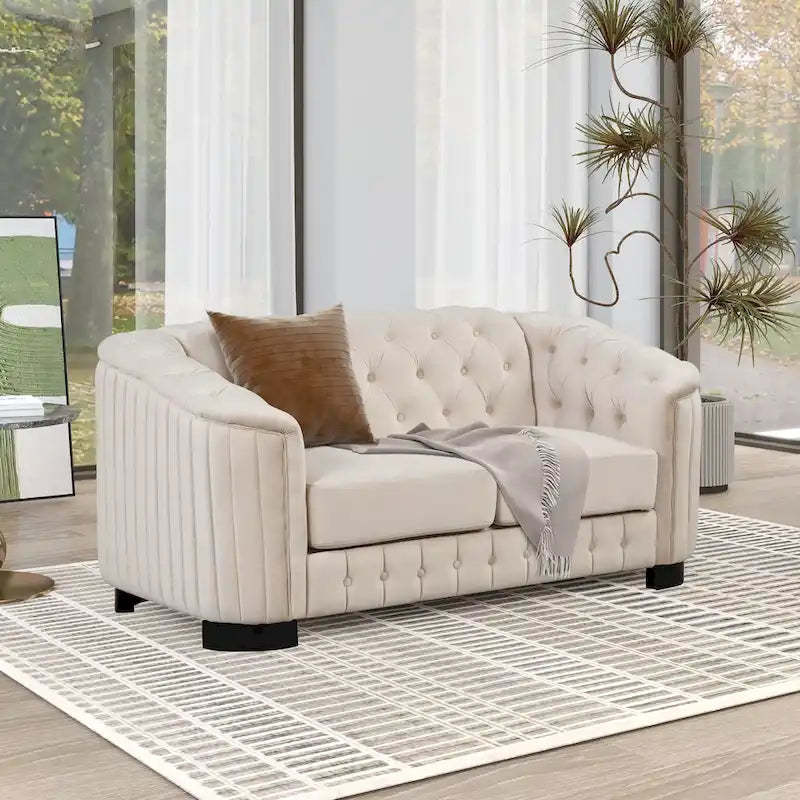 64.3 Velvet Upholstered Loveseat Sofa,Modern Loveseat Sofa with Thick Removable Seat Cushion,2-Person Loveseat Sofa Couch