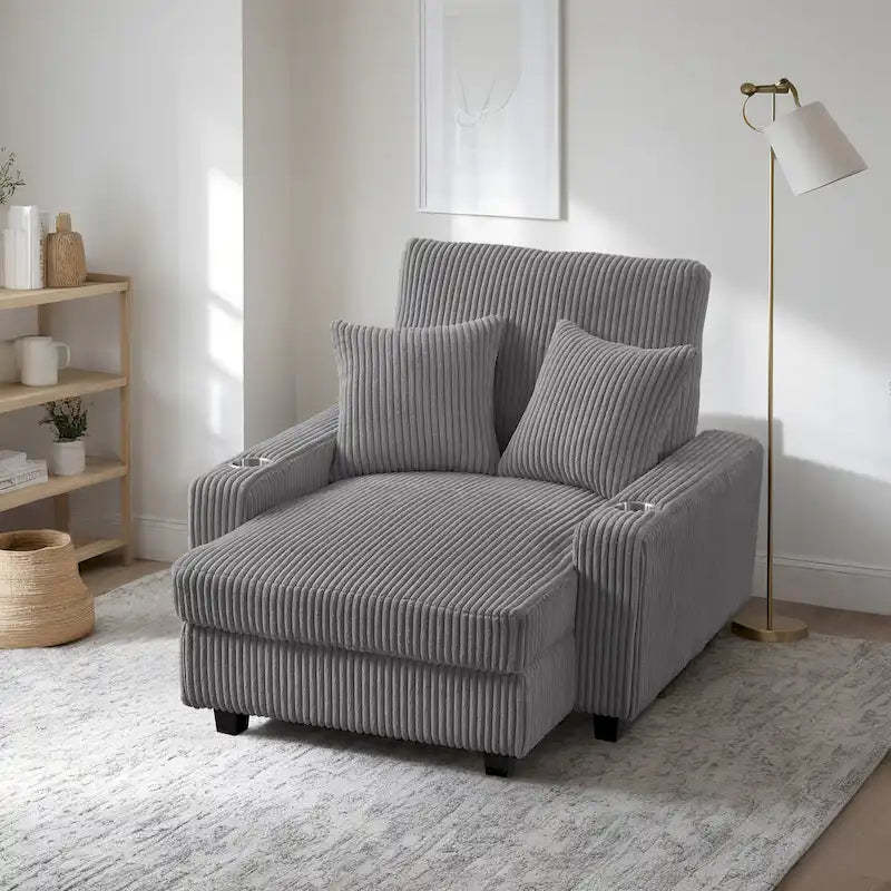 Upholstered Chaise Lounge with Adjustable Backrest Lounge Chair