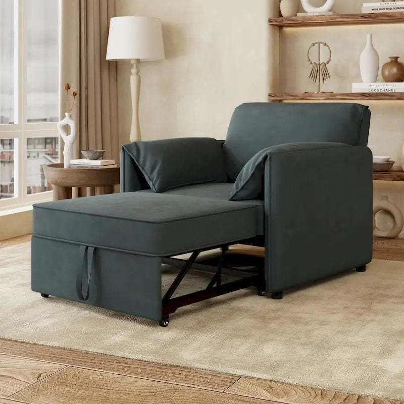 Roomfitters Convertible Sofa Bed, 3 in 1 Sleeper Chair with Adjustable Backrest and Thick Cushions, Linen Frame