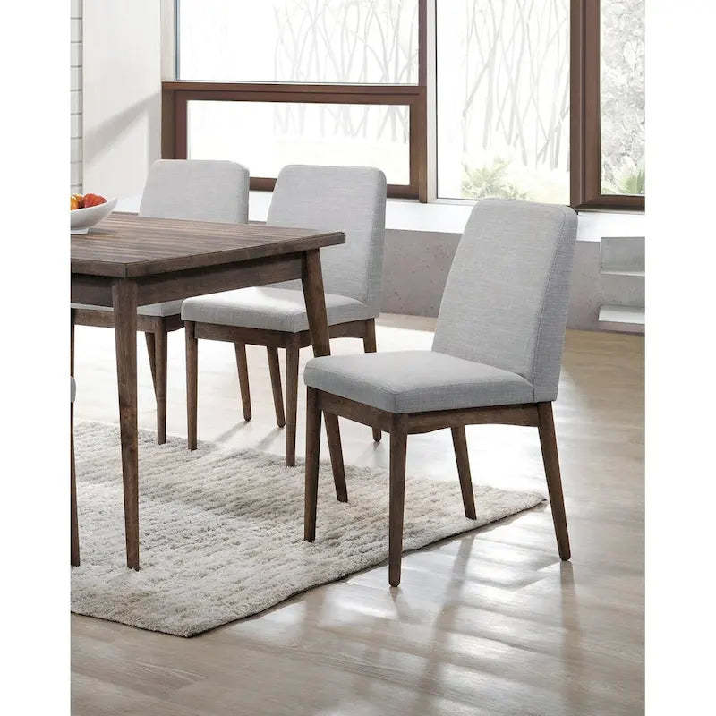 Mid-Century Set of 2 Dining Chairs with Fabric Backrest Foam-Padded Seat, Solid Wood Legs for Kitchen Dining Room Living Room