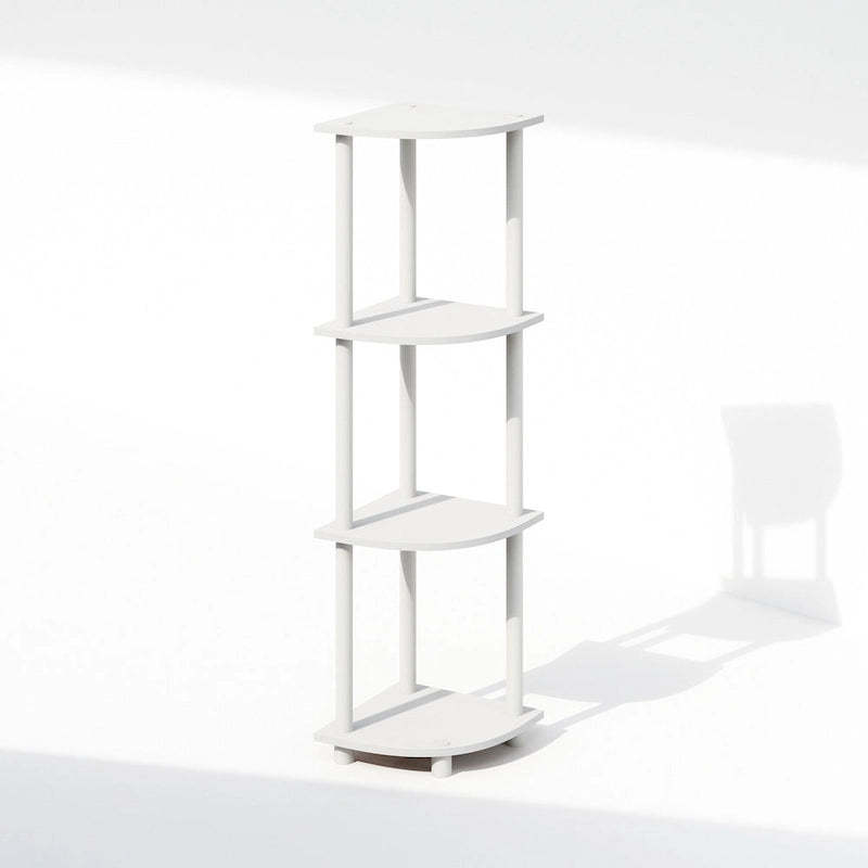Furinno Turn-N-Tube 4-Tier Multipurpose Corner Shelf, Display Shelf, White/White