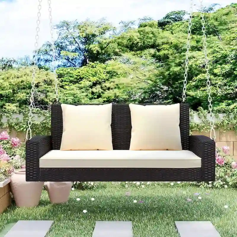 2-Person Wicker Hanging Porch Swing