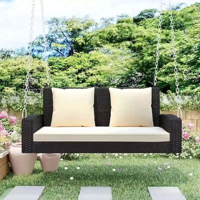 2-Person Wicker Hanging Porch Swing