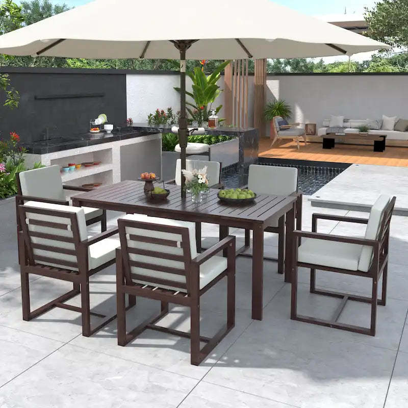 Patio Dining Set Outdoor Dining Table and Chair Set with and Removable Cushions