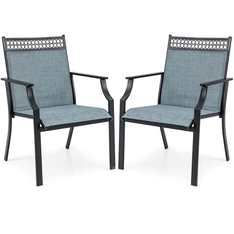 Costway Patio Chairs Set of 2 with All Weather Breathable Fabric High - See Details