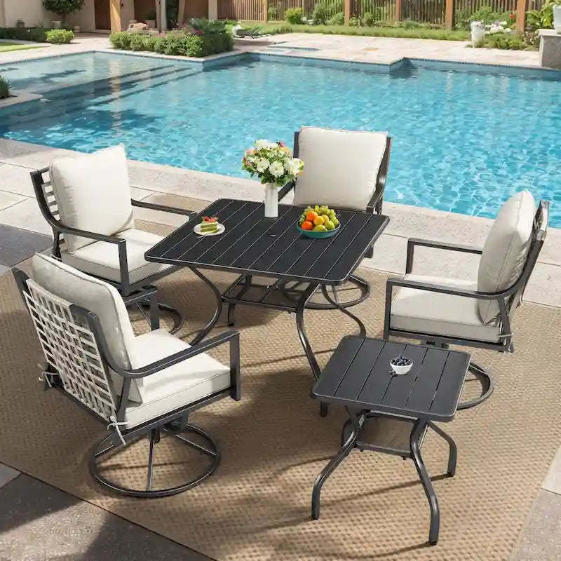 Outdoor Patio Glider Chairs Beige Cushion Set