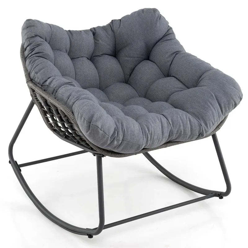Costway 1/2 PCS Outdoor Rocking Chair Oversized Patio PE Wicker Egg