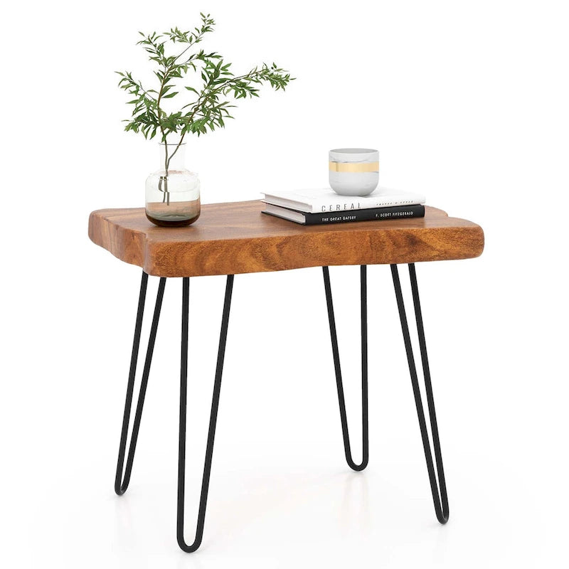 Costway Rectangular End Table Accent Side Reclaimed Indonesia Teak