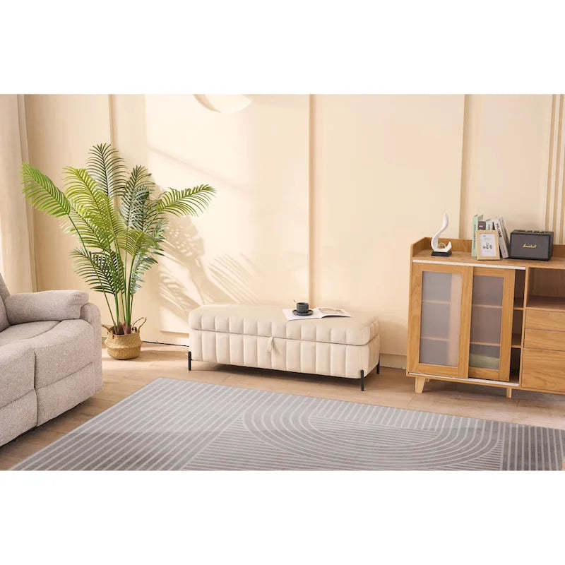 49.21Wide Velvet Storage Soft Bench for Living Room, Entryway and Bedroom