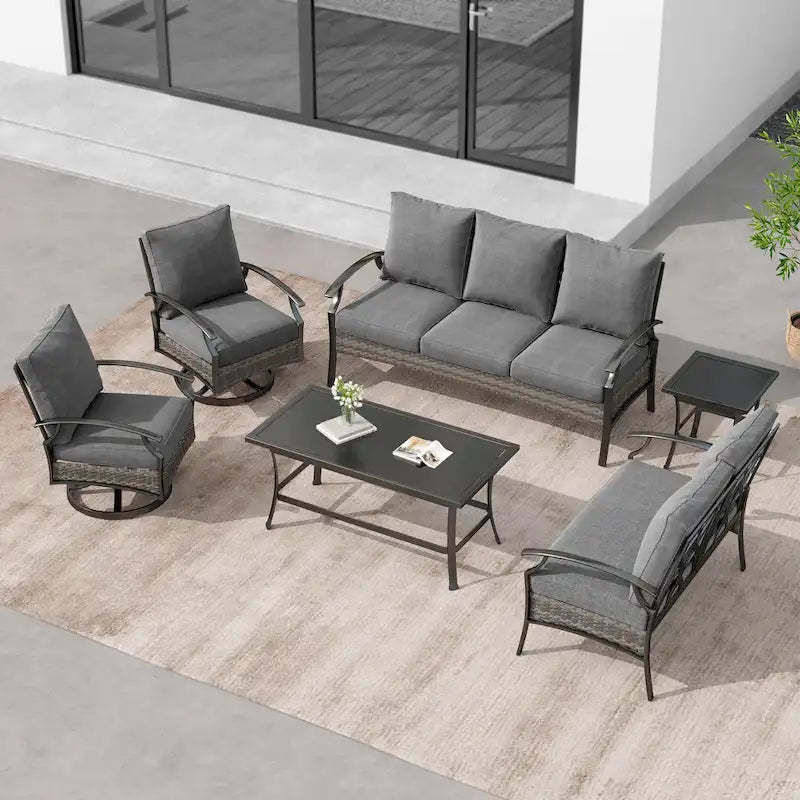 6-Piece Patio Sofa Furniture Set Outdoor Seating Group with Cushions