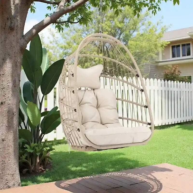 FINCATI Outdoor Luxury Comfy Egg Chair Without Stand, 350 lbs Indoor Egg Chair with No Stand, Extra Large Egg Swing Chair