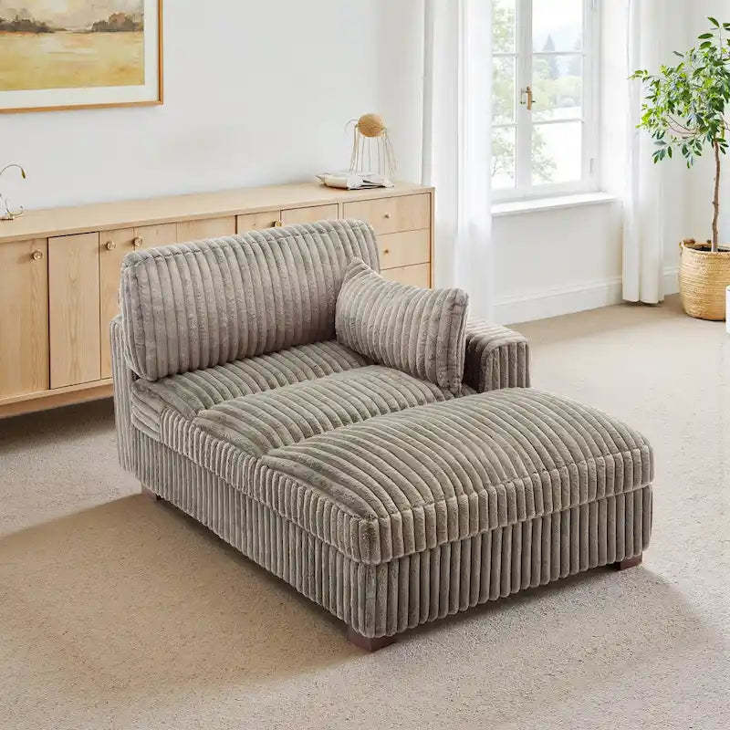 UIXE Upholstered Plush Chaise Lounge Chair For Interior