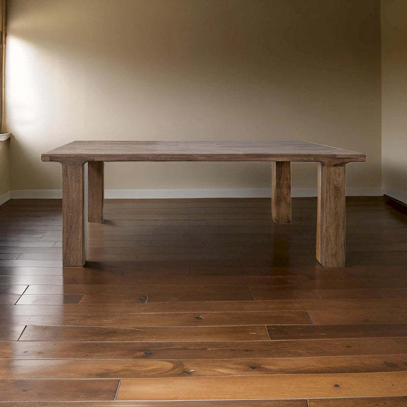 Okai Dining Table, 87 Inch Rectangular Top, Rustic Brown Solid Mango Wood