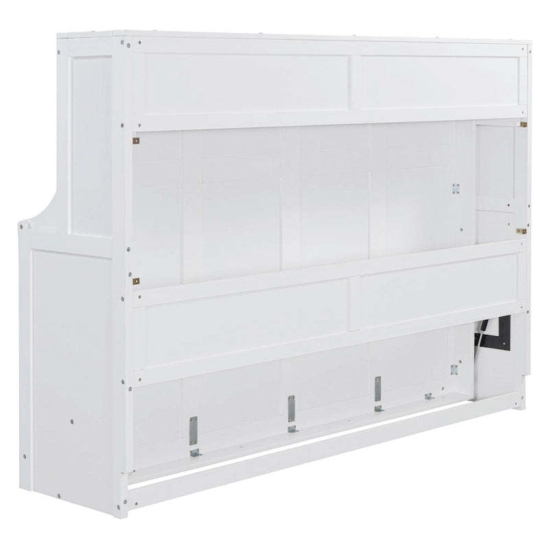 Murphy Bed with Hydraulic Lift & Desk Design, Queen/Full Size Bed