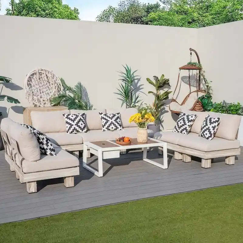 Modern Outdoor Conversation Set with Coffee Table and Ice Bucket