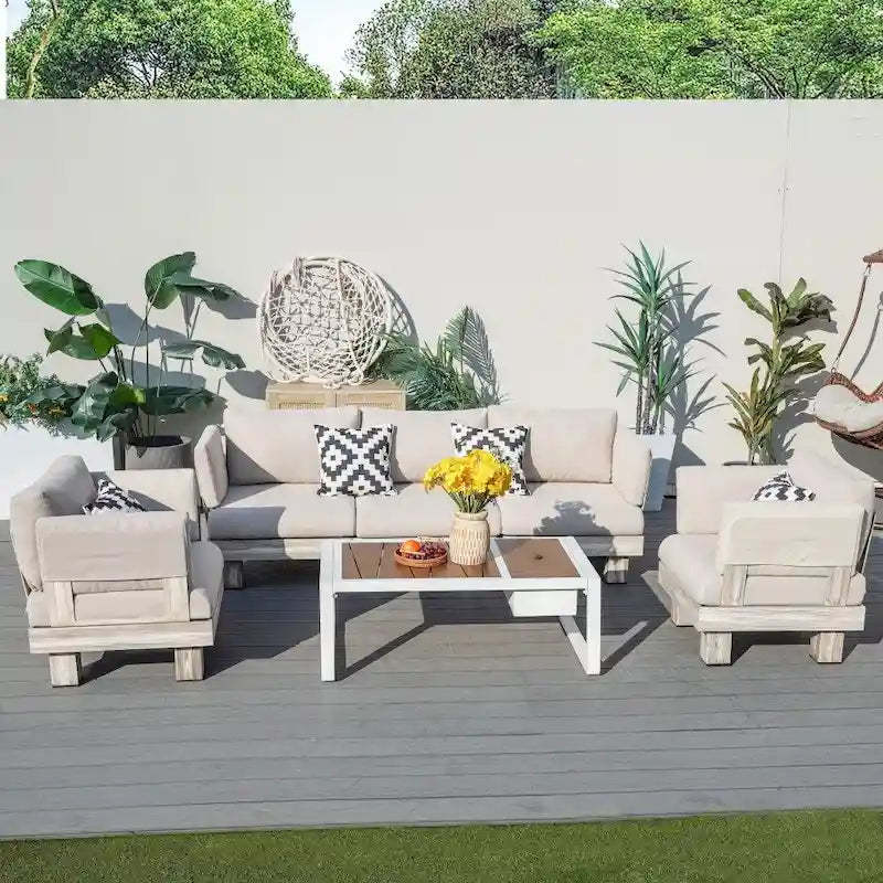 Modern Patio Conversation Set with Coffee Table and Ice Bucket